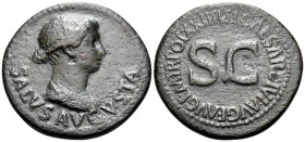 Julia Augusta (Livia), Augusta, AD 14-29. Dupondius (Orichalcum, 30 mm, 13.29 g, 6 h), struck under Tiberius, Rome, 22-23. SALVS AVGVSTA Bareheaded an...