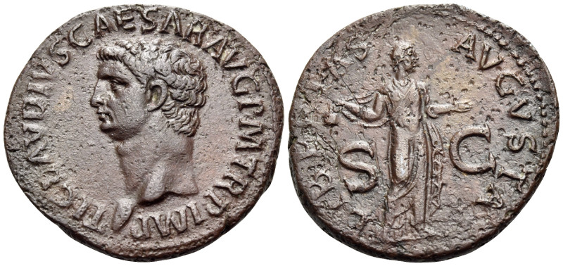 Claudius, 41-54. As (Bronze, 30 mm, 10.24 g, 8 h), Rome, c. 41-50. TI CLAVDIVS C...