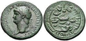 Nero, 54-68. Sestertius (Orichalcum, 34 mm, 25.25 g, 6 h), Rome, 64. NERO CLAVD CAESAR AVG GER P M TR P IMP P P Laureate head of Nero to left. Rev. AV...