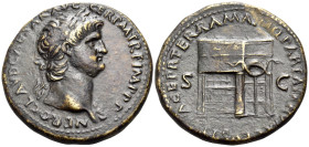 Nero, 54-68 AD. Sestertius (Orichalcum, 35 mm, 26.54 g, 7 h), Rome, c. 65. NERO CLAVD CAESAR AVG GER P M TR P IMP P P Laureate head of Nero to right, ...