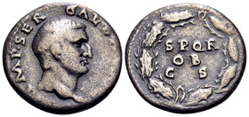 Galba, 68-69. Denarius (Silver, 17 mm, 3.15 g, 5 h), Rome, July 68- January 69. IMP SER GALBA AVG Bare head of Galba to right. Rev. S P Q R / OB / C S...