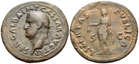 Galba, 68-69. As (Bronze, 29 mm, 9.92 g, 6 h), Rome. SER GALBA IMP CAESAR AVG TR P Laureate head of Galba to left. Rev. LIBERTAS PVBLICA / S-C Liberta...