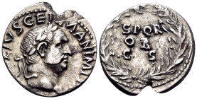 Vitellius, 69. Denarius (Silver, 18.5 mm, 3.10 g, 6 h), Rome. [A VITEL]LIVS GERMAN IMP T[R P] Laureate head of Vitellius to right. Rev. S P Q R / OB /...