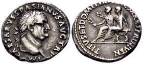 Vespasian, 69-79. Denarius (Silver, 18.5 mm, 3.06 g, 7 h), Lugdunum, 71. IMP CAESAR VESPASIANVS AVG TR P Laureate head of Vespasian to right. Rev. TIT...