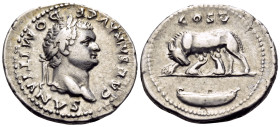 Domitian, as Caesar, 69-81. Denarius (Silver, 20 mm, 3.39 g, 6 h), Rome, 77-78. CAESAR AVG F DOMITIANVS Laureate head of Domitian to right. Rev. COS V...