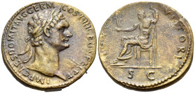 Domitian, AD 81-96. Sestertius (Orichalcum, 33 mm, 24.90 g, 6 h), Rome, circa 95-96. IMP CAES DOMIT AVG GERM COS XVII CENS PER P P Laureate head of Do...