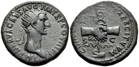 Nerva, AD 96-98. Dupondius (Orichalcum, 29 mm, 15.76 g, 6 h), Rome, 97. IMP NERVA CAES AVG P M TR P COS III P P Radiate head of Nerva to right. Rev. C...