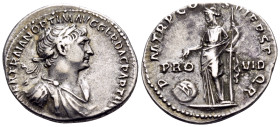 Trajan, 98-117. Denarius (Silver, 18.5 mm, 3.39 g, 6 h), Rome, 116-117. [IMP] CAES NER TRAIAN OPTIM AVG GER DAC PARTHI[CO] Laureate, draped and cuiras...