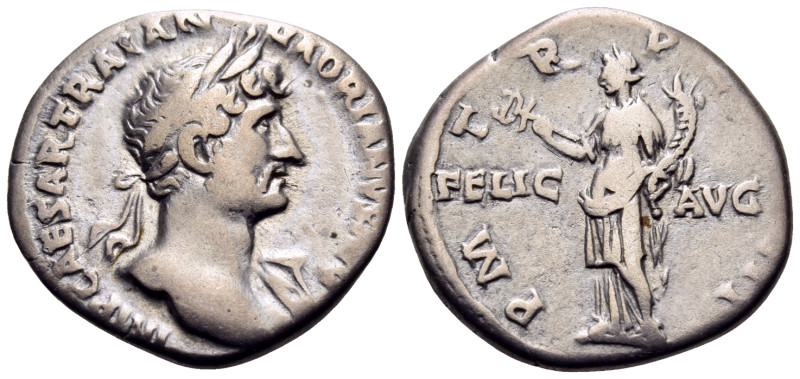 Hadrian, 117-138. Denarius (Silver, 18 mm, 3.40 g, 6 h), Rome, 119-120. IMP CAES...