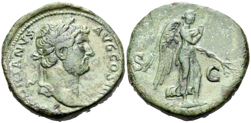 Hadrian, 117-138. Sestertius (Orichalcum, 31.5 mm, 27.38 g, 6 h), Rome, 136. HAD...
