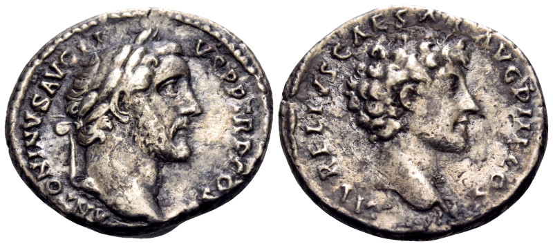 Antoninus Pius, with Marcus Aurelius as Caesar, 138-161. Denarius (Silver, 17.5 ...