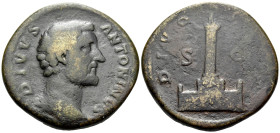 Divus Antoninus Pius, died 161. Sestertius (Orichalcum, 33 mm, 22.82 g, 12 h), Struck under Marcus Aurelius and Lucius Verus, Rome, 162. DIVVS ANTONIN...