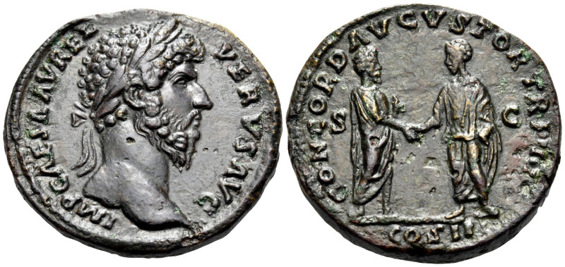Lucius Verus, 161-169. Sestertius (Orichalcum, 32 mm, 22.26 g, 11 h), Rome, 161-...