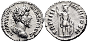 Lucius Verus, 161-169. Denarius (Silver, 18 mm, 3.37 g, 6 h), Rome, 163-164. L VERVS AVG ARMENIACVS Laureate and cuirassed bust of Lucius Verus to rig...