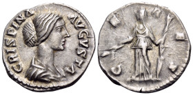 Crispina, Augusta, 178-182. Denarius (Silver, 18.5 mm, 3.04 g, 6 h), Rome. CRISPINA AVGVSTA Draped bust of Crispina to right. Rev. CERES Ceres standin...