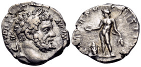 Septimius Severus, AD 193-211. Denarius (Silver, 18 mm, 3.19 g, 12 h), Rome, 197. [L SEPT] SEV PERT AVG IM[P VIIII] Laureate head of Septimius Severus...