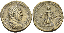 Caracalla, 198-217. Sestertius (Orichalcum, 32 mm, 28.88 g, 1 h), Rome, circa 215. M AVREL ANTONINVS PIVS AVG GERM Laureate, draped and cuirassed bust...