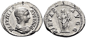 Plautilla, Augusta, 202-205. Denarius (Silver, 19.5 mm, 2.96 g, 11 h), Rome, 203. PLAVTILLA AVGVSTA Draped bust of Plautilla to right. Rev. PIETAS AVG...
