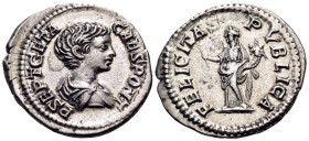 Geta, as Caesar, 198-209. Denarius (Silver, 20 mm, 3.14 g, 6 h), Rome, 200-202. P SEPT GETA CAES PONT Bare headed and draped bust of Geta to right. Re...
