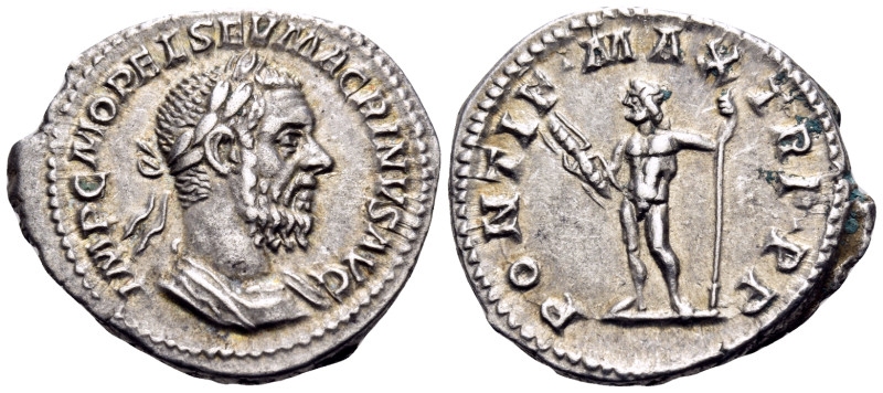 Macrinus, 217-218. Denarius (Silver, 21 mm, 3.63 g, 12 h), Rome, April-December ...
