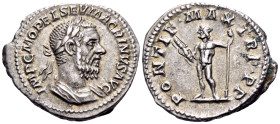 Macrinus, 217-218. Denarius (Silver, 21 mm, 3.63 g, 12 h), Rome, April-December 217. IMP C M OPEL SEV MACRINVS AVG Laureate and cuirassed bust of Macr...