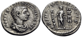 Diadumenian, as Caesar, 217-218. Denarius (Silver, 19.5 mm, 3.01 g, 5 h), Rome. M OPEL ANT DIADVMENIAN CAES Bare, draped and cuirassed bust of Diadume...