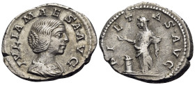 Julia Maesa, Augusta, 218-224/5. Denarius (Silver, 20.5 mm, 3.25 g, 12 h), Rome, 222-224. IVLIA MAESA AVG Draped bust of Julia Maesa to right. Rev. PI...