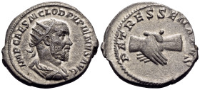 Pupienus, 238. Antoninianus (Silver, 22 mm, 5.35 g, 12 h), Rome. IMP CAES M CLOD PVPIENVS AVG Radiate, draped and cuirassed bust of Pupienus to right....