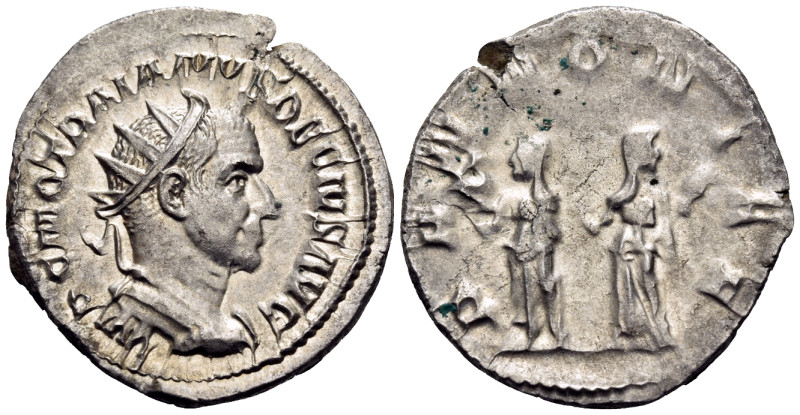 Trajan Decius, 249-251. Antoninianus (Silver, 23.5 mm, 3.61 g, 12 h), Rome. IMP ...