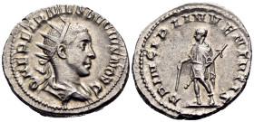 Herennius Etruscus, as Caesar, 249-251. Antoninianus (Silver, 23 mm, 4.87 g, 8 h), Rome, 250-251. Q HER ETR MES DECIVS NOB C Radiate, draped and cuira...