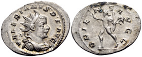 Valerian I, 253-260. Antoninianus (Billon, 25 mm, 3.00 g, 1 h), Cologne, 257-258. VALERIANVS P F AVG Laureate, draped and cuirassed bust of Valerian t...
