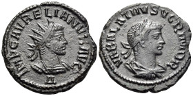 Aurelian, with Vabalathus, 270-275. Antoninianus (Billon, 21 mm, 3.95 g, 6 h), Antioch, Δ = 4th officina, November 270-March 272. IMP C AVRELIANVS AVG...