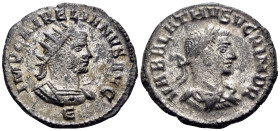 Aurelian, with Vabalathus. Antoninianus (Billon, 21 mm, 3.72 g, 6 h), Antioch, E = 5th officina, November 270-March 272. IMP C AVRELIANVS AVG Radiate ...