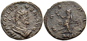 Allectus, Romano-British Emperor, 293-296. Antoninianus (Billon, 21 mm, 3.47 g, 1 h), London. IMP C ALLECTVS P F AVG Radiate and cuirassed bust of All...