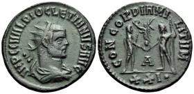 Diocletian, AD 284-305. Antoninianus (Billon, 22 mm, 3.64 g, 12 h), Cyzicus, 284-294. IMP CC VAL DIOCLETIANVS AVG laureate, draped and cuirassed bust ...