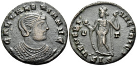 Galeria Valeria, Augusta, 293(?)-311. Follis (Bronze, 24.5 mm, 6.38 g, 12 h), Siscia, 310-311. GAL VALERIA AVG Diademed bust of Galeria Valeria to rig...