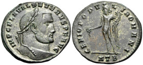 Severus II, 306-307. Follis (Bronze, 28 mm, 10.09 g, 6 h), Heraclea. IMP C FLA VAL SEVERVS P F AVG Laureate head of Severus II to right. Rev. GENIO PO...