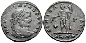 Licinius I, AD 308-324. Follis (Bronze, 27 mm, 7.07 g, 12 h), Thessalonica, 308-310. VAL LICINIVS P F AVG Laureate head of Licinius I to right. Rev. G...