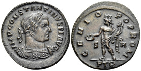 Constantine I, 307/310-337. Follis (Bronze, 27 mm, 7.24 g, 6 h), Treveri, 307-308. IMP CONSTANTINVS P F AVG Laureate and cuirassed bust of Constantine...