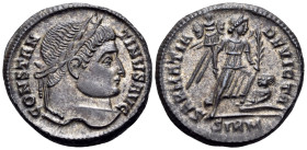 Constantine I, 307-337. Follis (Bronze, 19 mm, 3.44 g, 12 h), Sirmium, 324-325. CONSTAN-TINVS AVG Laureate head of Constantine I to right. Rev. SARMAT...
