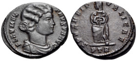 Fausta, Augusta, 324-326. Follis (Bronze, 18.5 mm, 3.31 g, 11 h), Treveri, 326. FLAV MAX FAVSTA AVG Draped bust of Fausta to right, wearing pearled ne...