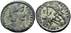 Constantius II, 337-361. Centenionalis (Bronze, 24 mm, 6.62 g, 6 h), Cyzicus, 351-354. D N CONSTAN-TIVS P F AVG Pearl-diademed, draped and cuirassed b...