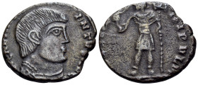 Magnentius, 350-353. (Bronze, 20.5 mm, 4.26 g, 6 h), Contemporary imitation of Treveri. [IMP] CAE M[AGN]-ENTVS AVG Bare-headed and draped bust of Magn...