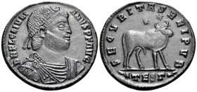 Julian II, The Philosopher, 361-363. Double Maiorina (Bronze, 28 mm, 8.68 g, 12 h), Thessalonica. D N FL CL IVLI-ANVS P F AVG Pearl diademed, draped a...