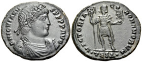 Jovian, 363-364. Double Maiorina (Bronze, 29.5 mm, 8.96 g, 6 h), Thessalonica. D N IOVIANV-S P F PP AVG Laureate, rosette-diademed, draped and cuirass...
