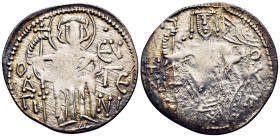 Manuel I Comnenus, emperor of Trebizond, 1238-1263. Asper (Silver, 23.5 mm, 2.69 g, 6 h). O/A/ΓΙ - EV/ΓЄ/NI Saint Eugenius standing facing, nimbate, h...