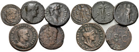 ROMAN IMPERIAL & PROVINCIAL. Circa 1st-4th century. (Bronze, 48.27 g). Lot of five (5) Roman imperial and provincial bronzes, some with surfaces issue...