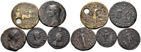ROMAN IMPERIAL. Circa 1st-4th century. (Bronze, 42.42 g). Lot of five (5) Roman imperial bronzes, some with surfaces issues and with varying patinas, ...