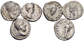 ROMAN IMPERIAL. Circa 2nd century. 141-180. (Silver, 8.42 g). Lot of three (3) Roman silver denarii of Faustina Senior and Marcus Aurelius, all with s...