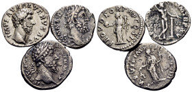 ROMAN IMPERIAL. Circa 2nd century. 161-192. Denarius (Silver, 9.03 g). Lot of three (3) Roman denarii, consisting of Lucius Verus and Commodus, some w...